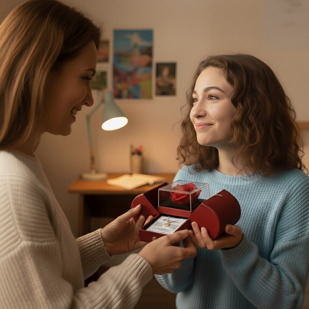 heartfelt clover necklace with message card in complimentary box