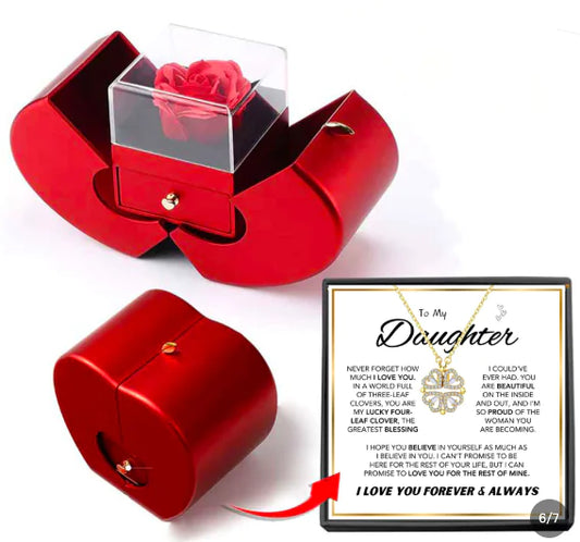 daughter unboxing heartfelt four-leaf clover necklace gift